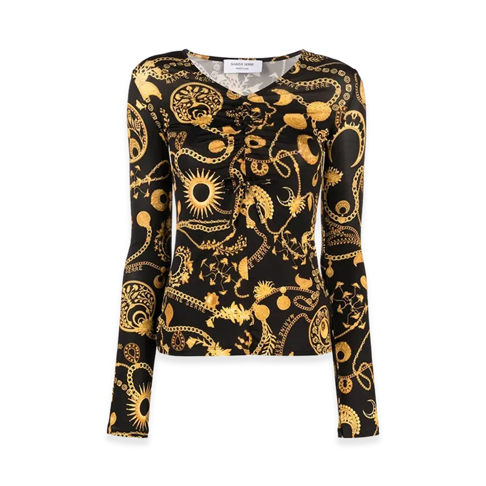 Marine Serre Women's Printed Stretch Viscose Top "Multi"