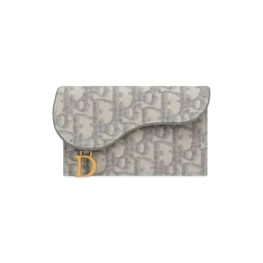 Dior Saddle Jipper Card Wallet "Gray"