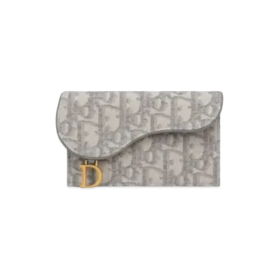 Dior Saddle Jipper Card Wallet "Gray"
