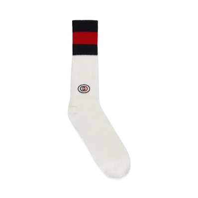 GUCCI Wool Socks With Interlocking G Patch "Ivory"