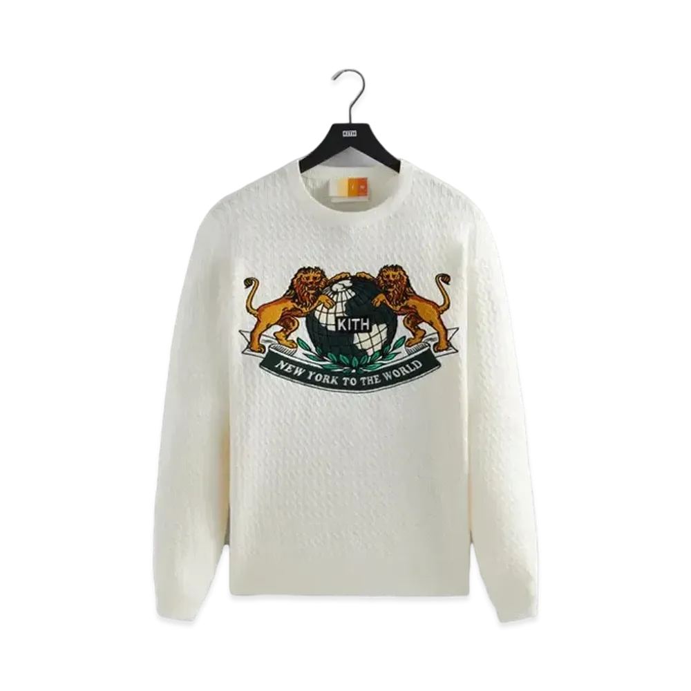 Kith NY To The World Cable Crewneck "Sandrift"