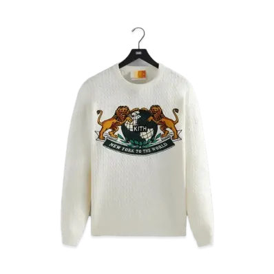Kith NY To The World Cable Crewneck "Sandrift"