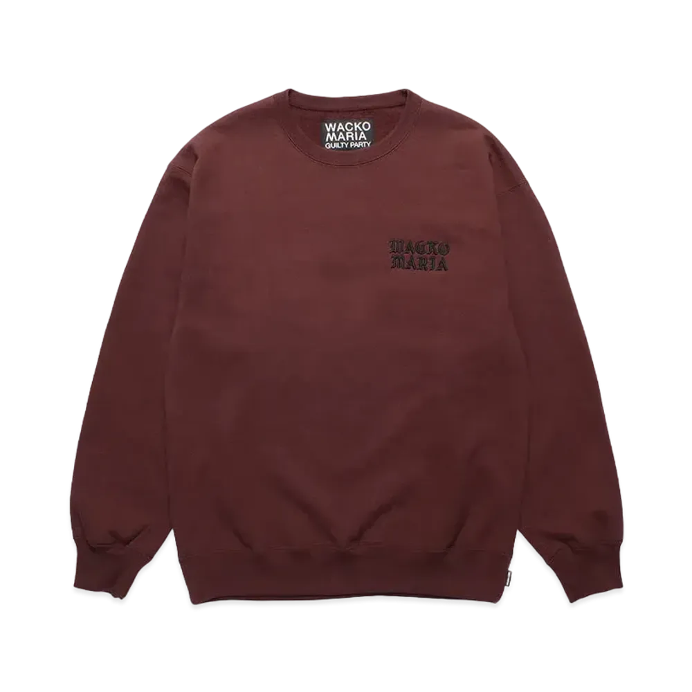 WACKO MARIA Heavy Weight Crew Neck Sweat Shirt "Burgundy"
