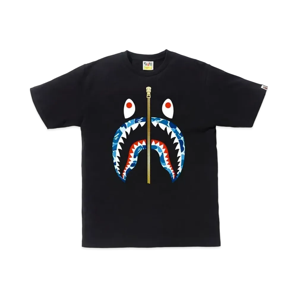 A BATHING APE ABC Gold Zip Shark Tee "Black/Blue"