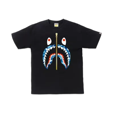 A BATHING APE ABC Gold Zip Shark Tee "Black/Blue"