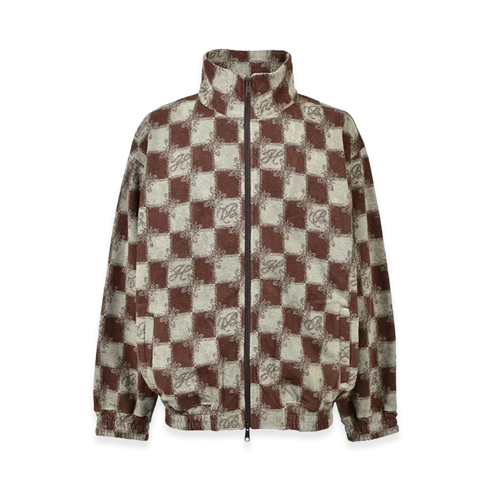 BREATH Block Check Pile Jacket "Brown"