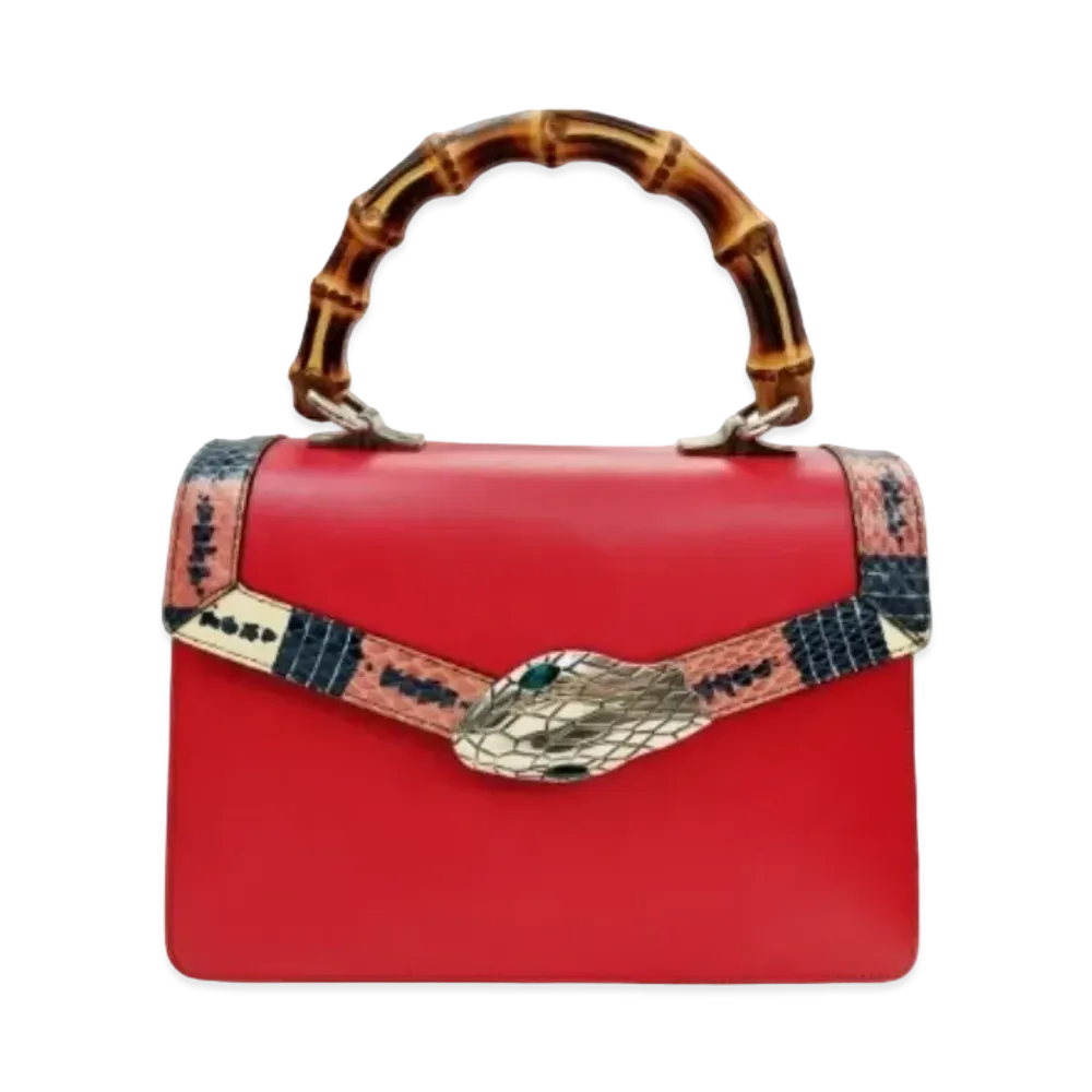 GUCCI Lilith Bamboo Handbag Leather "Red"