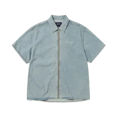 thisisneverthat Washed Denim Zip S/S Shirt "Washed Blue"