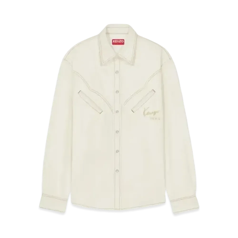 KENZO 'CREATIONS' Western Shirt "Stone Bleached White Denim"