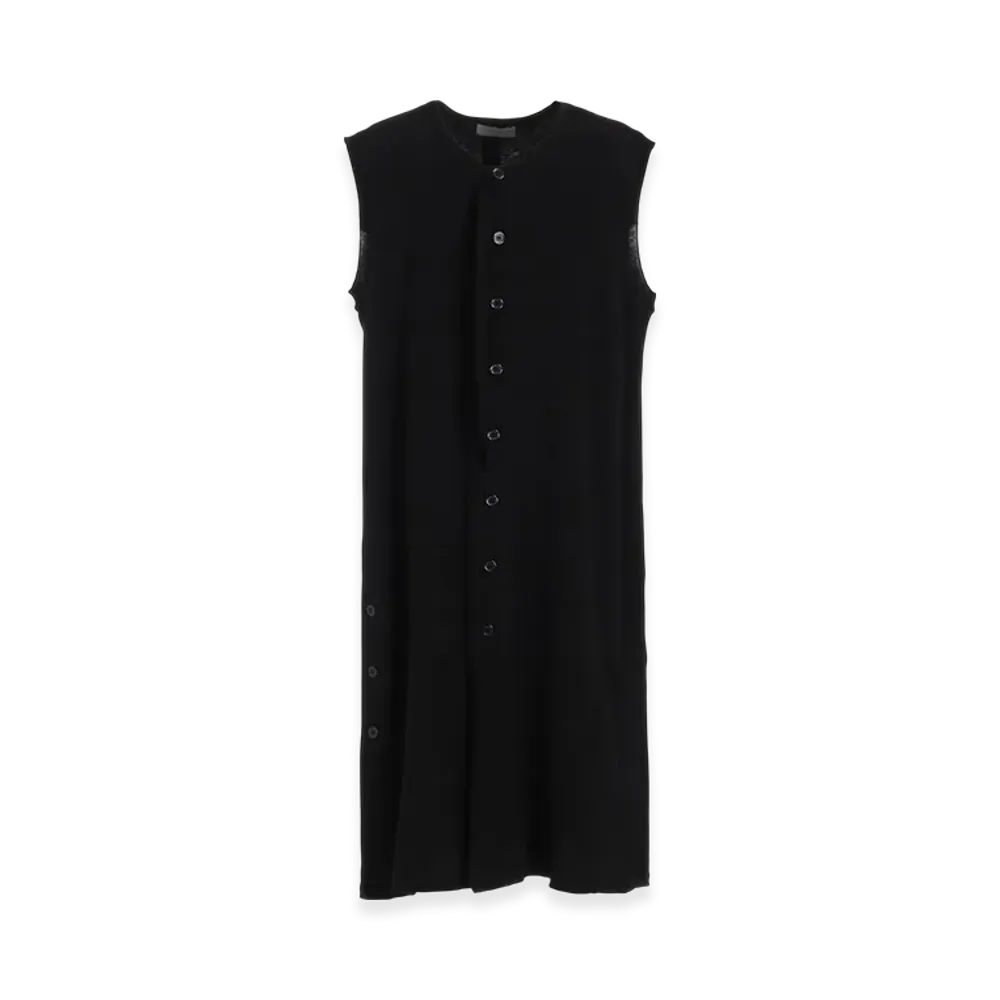 Yohji Yamamoto POUR HOMME 10/-BD Gauze Single Jersey Sleeveless Long Cardigan "Black"