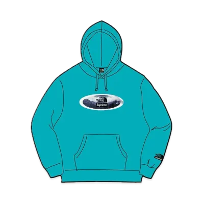 Supreme x The North Face Lenticular Mountains Hooded Sweatshirt "Teal"