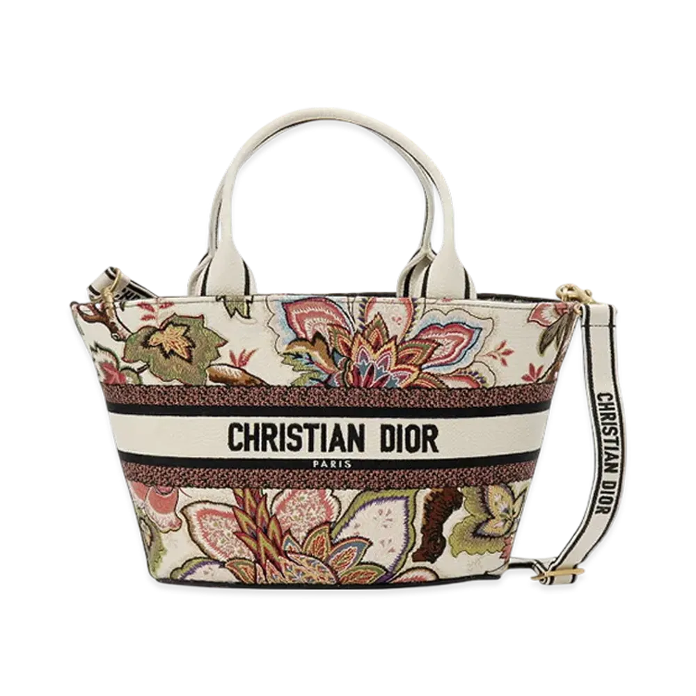 Dior Panier Chapeau Bag Albero Della Vita Embroidery "White/Multicolor"