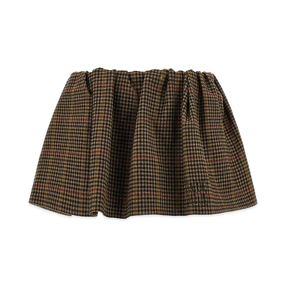 MIU MIU Women's Embroidered Houndstooth Mini Skirt "Camel"