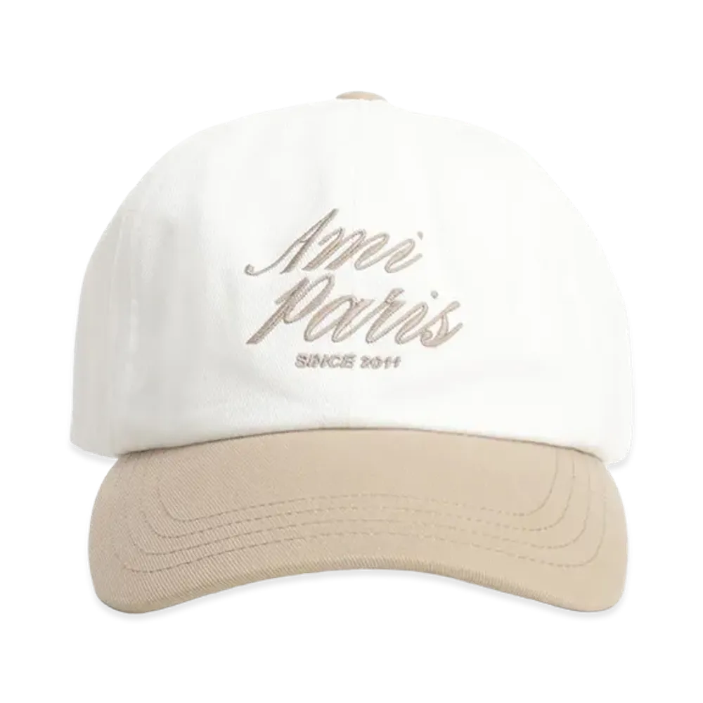 AMI PARIS Bicolor Cap Cotton Gabardine "Beige"