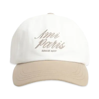 AMI PARIS Bicolor Cap Cotton Gabardine "Beige"