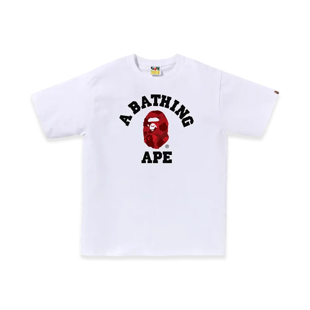 A BATHING APE College Tee "White/Red"