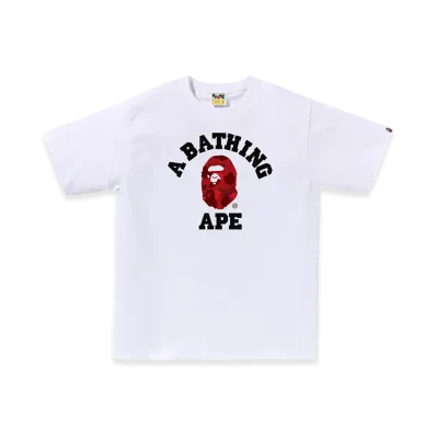 A BATHING APE College Tee "White/Red"