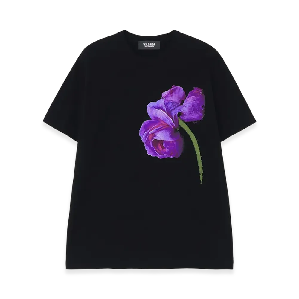 WILDSIDE YOHJI YAMAMOTO Purple Rose T-Shirt "Black"
