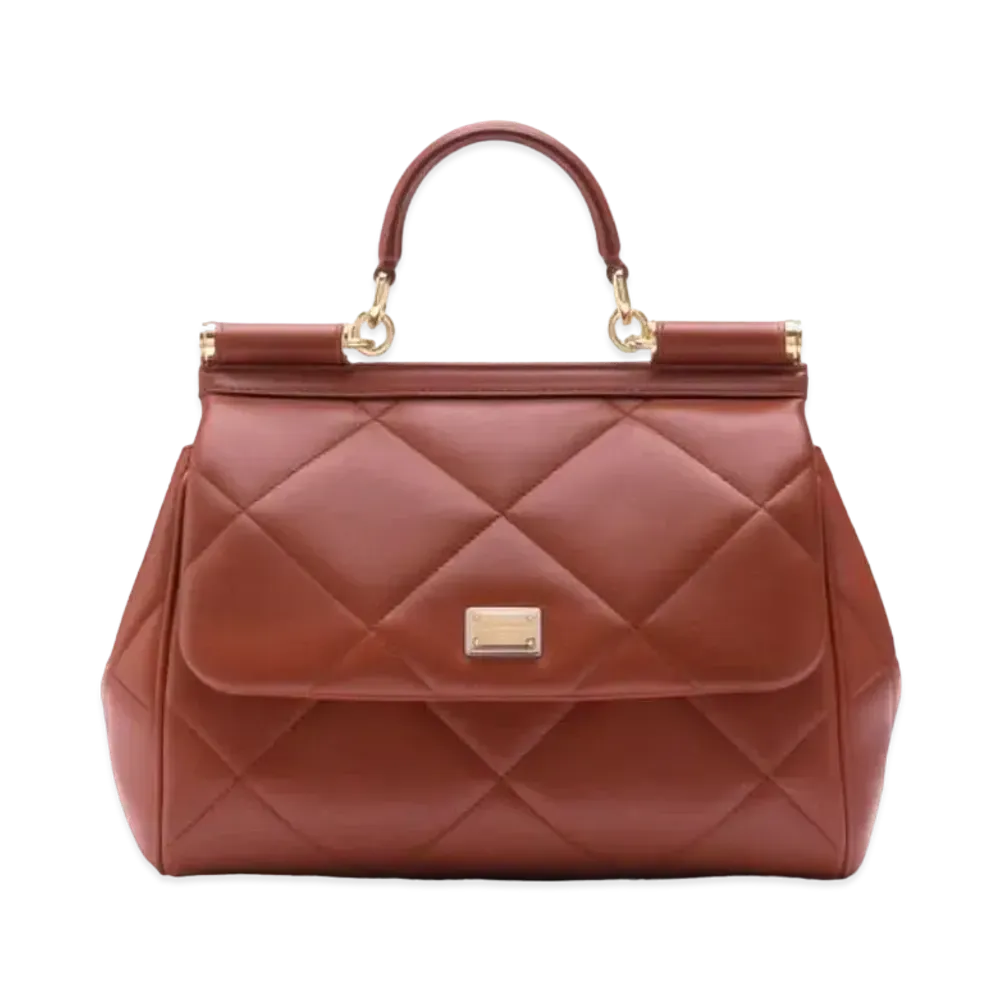 Dolce&Gabbana Sicily Bag Small Matrasse Aria Calfskin "Brown"