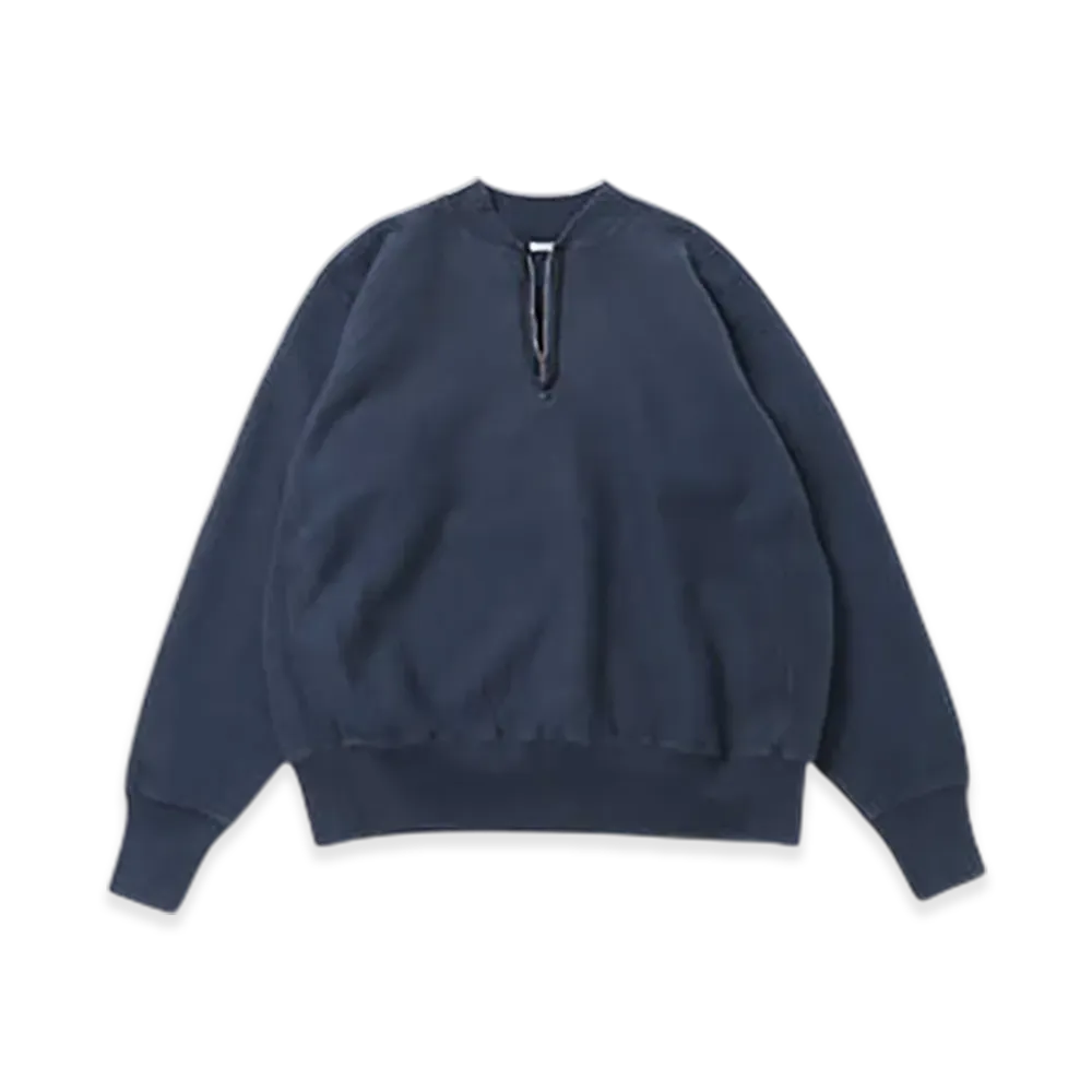 A.PRESSE Vintage Half Zip Rib Collar Sweatshirt "Navy"