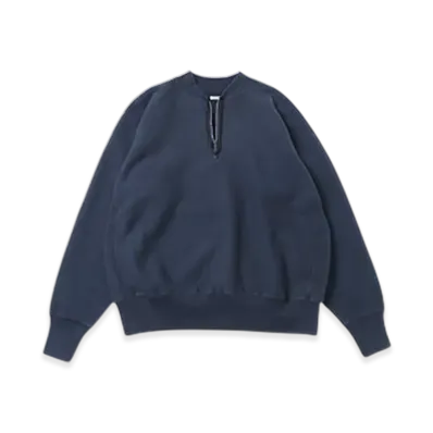 A.PRESSE Vintage Half Zip Rib Collar Sweatshirt "Navy"
