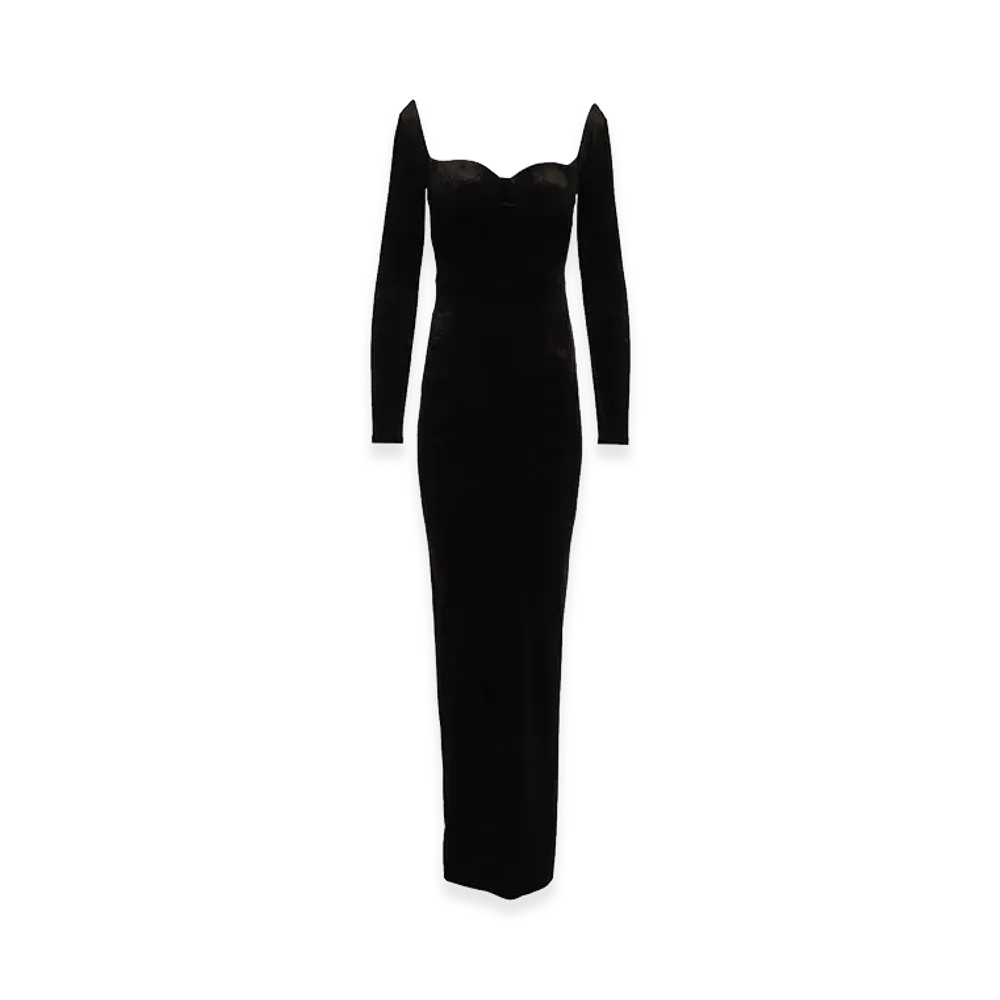 BALENCIAGA Women's Off-The-Shoulder Maxi Dress "Black"