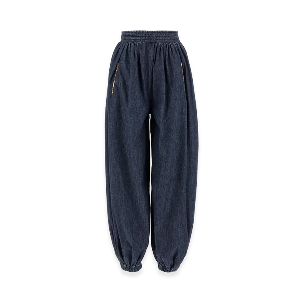 Valentino Garavani Women's Denim Chambray Pants "Blue"