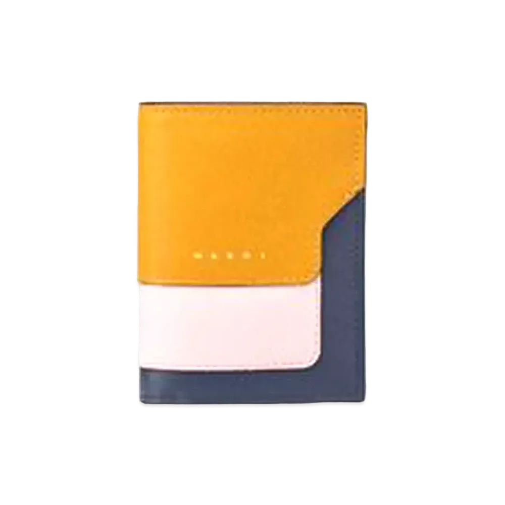 Marni Bi Fold Wallet in Saffiano Calfskin "Orange/Pink/Blue"