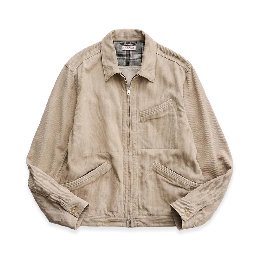 NICENESS S.Jett Silk Corduroy Short Blouson "Ivory"