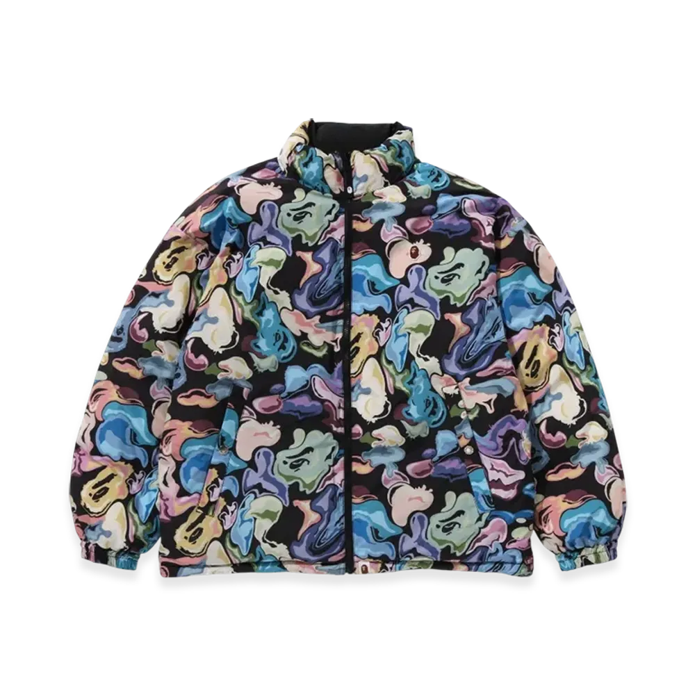 A BATHING APE Art Camo Reversible Down Jacket "Black"