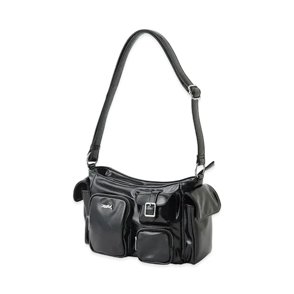 X-Girl Multi Pocket X-Girl Faux Leather Hand Bag "Black"