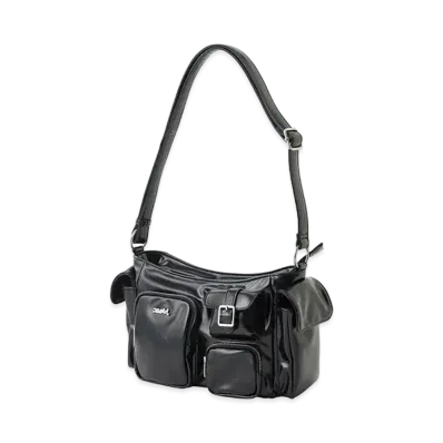 X-Girl Multi Pocket X-Girl Faux Leather Hand Bag "Black"