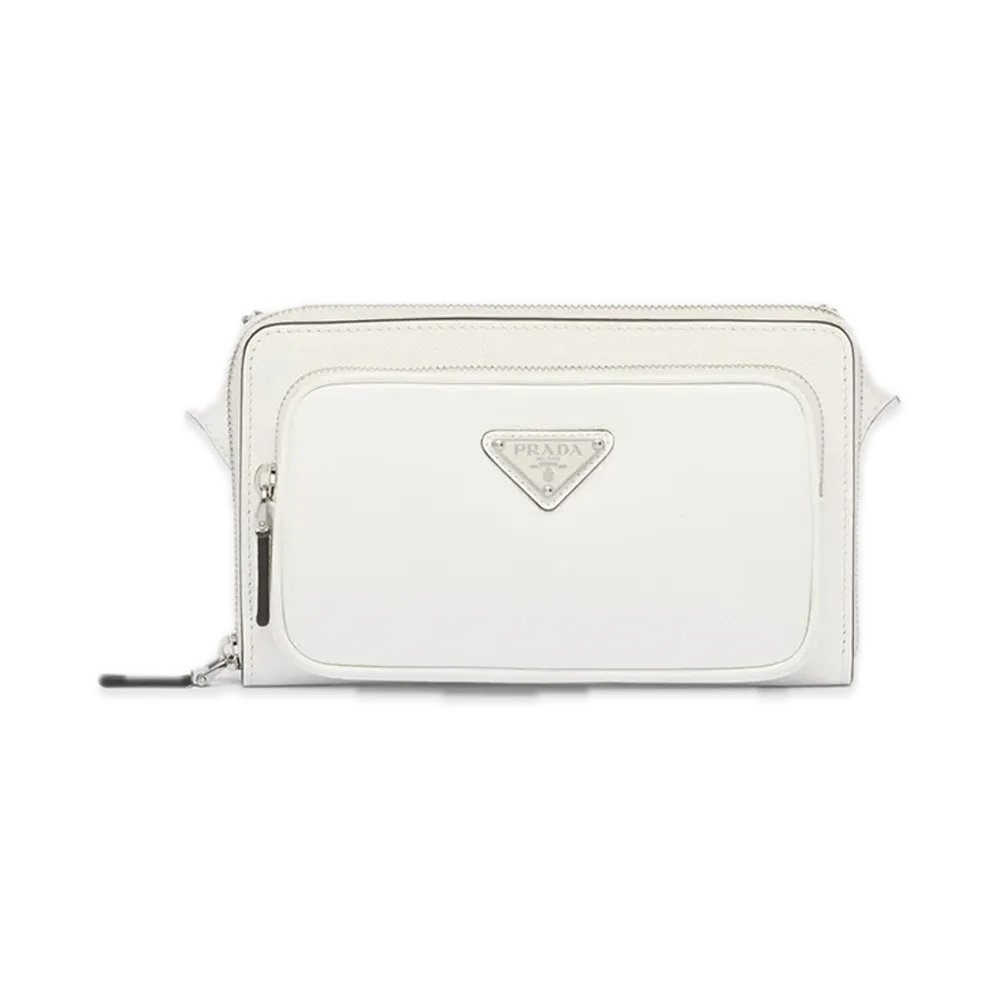 PRADA Saffiano Leather Belt Bag "White"