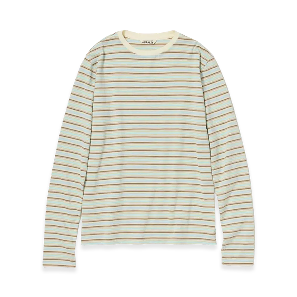 AURALEE Gradient Stripe Jersey L/S Tee "Fade Mint Stripe"