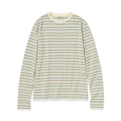 AURALEE Gradient Stripe Jersey L/S Tee "Fade Mint Stripe"