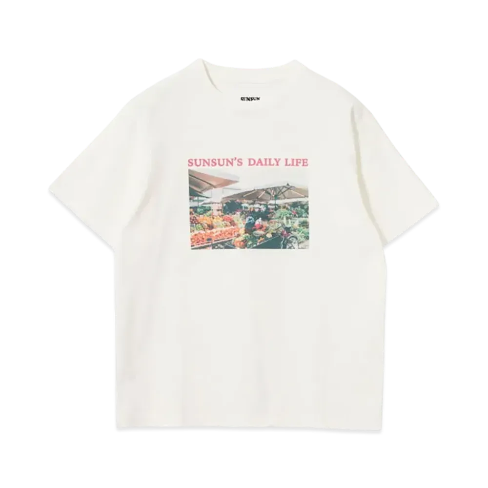 B:MING by BEAMS x PUPPET SUNSUN / Fade Photo Print T-Shirt Market "OffWhite"