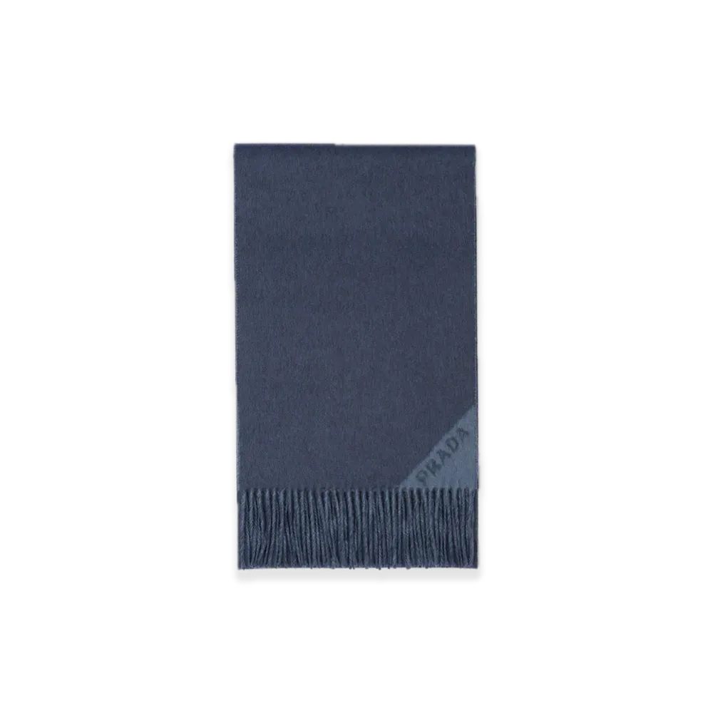 PRADA Double Cashmere Scarf "Navy/Blue"