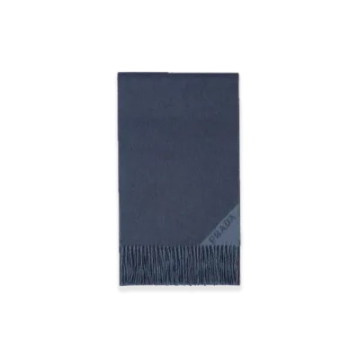 PRADA Double Cashmere Scarf "Navy/Blue"