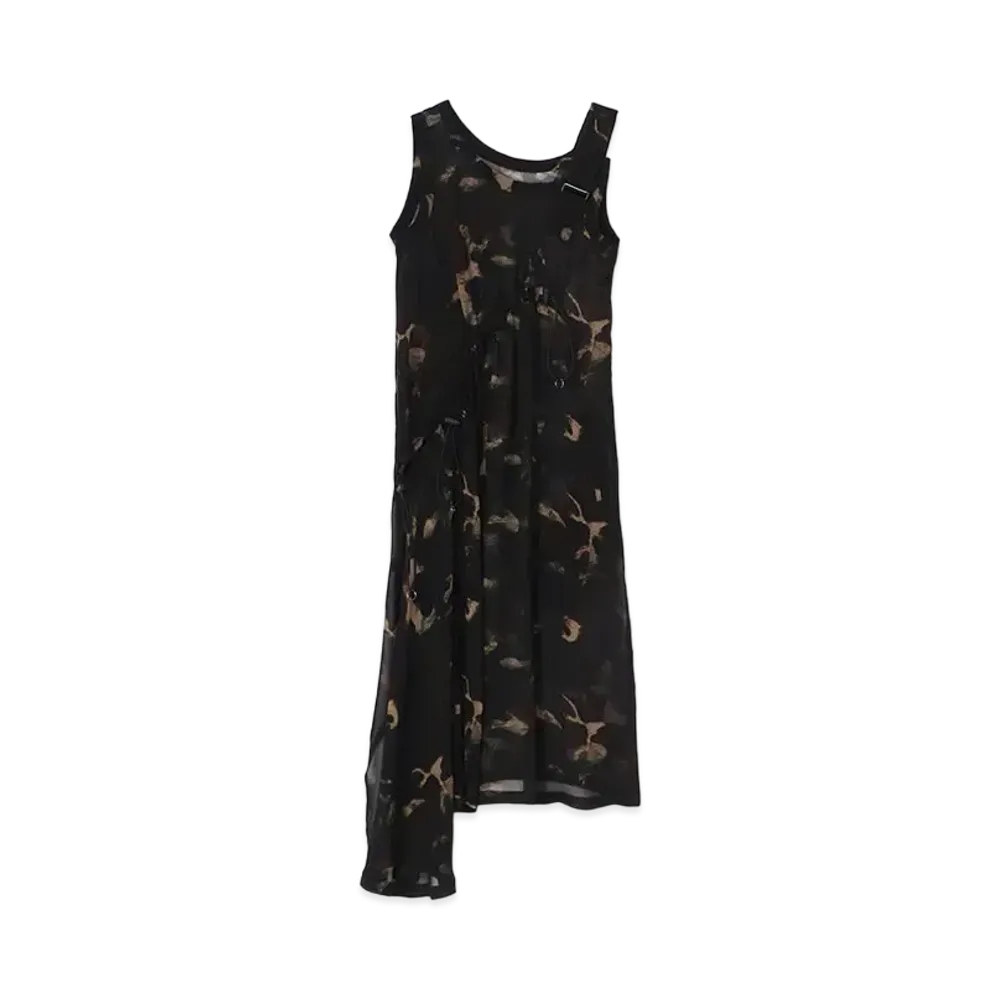 Ground Y Camouflage Pattern Cupra Chiffon Sleeveless Dress Type2 "Khaki"