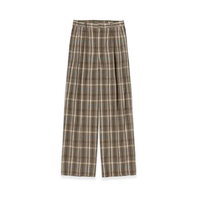 AURALEE Super Fine Tropical Wool Check Two-Tuck Slacks "Top Brown Check"