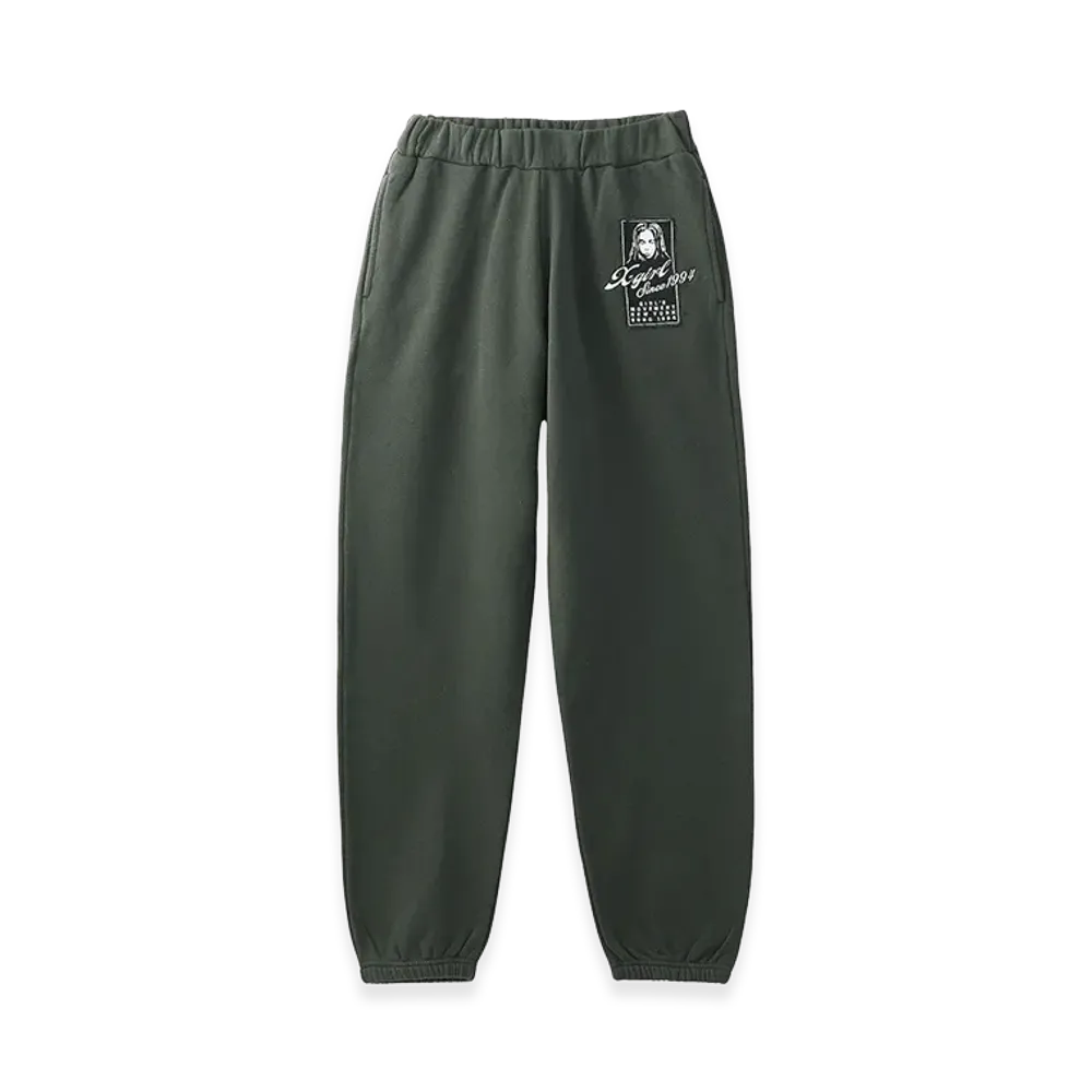 X-Girl Women's Face Box Patch Sweat Pants "Charcoal"