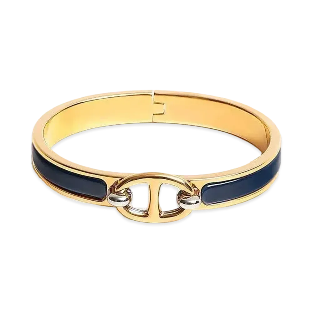 Hermes Mini Clic Chaine D'ancre Bracelet "Ultramarine/Gold"
