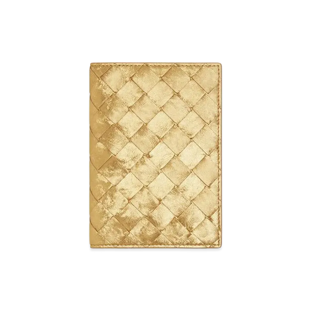 Bottega Veneta Intrecciato Passport Case "Gold"