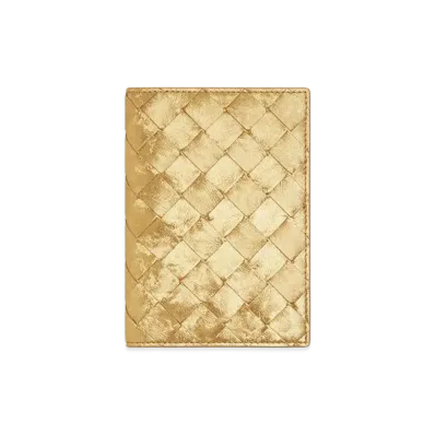 Bottega Veneta Intrecciato Passport Case "Gold"