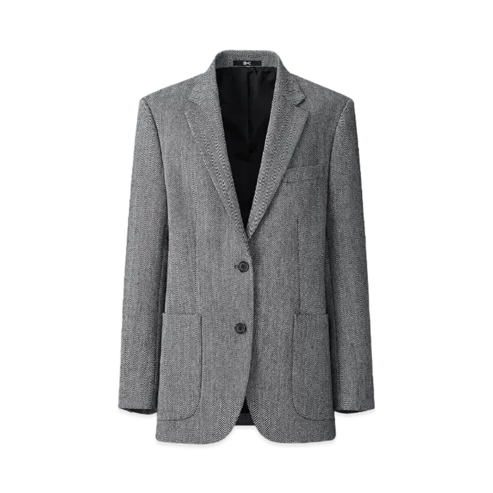 Uniqlo C Women'S Tweed Oversized Jacket "Dark Gray"