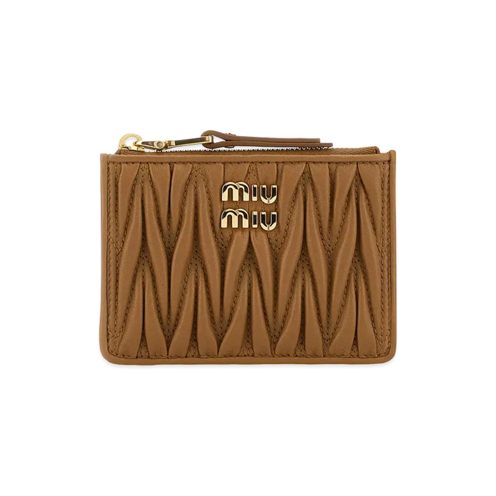 MIU MIU Women's Caramel Nappa Leather Card Holder "Camel"