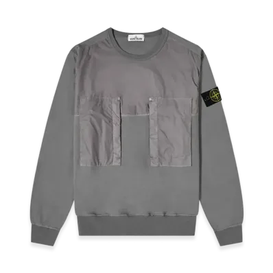 Stone Island 61953 Rubberised Cotton Muslin Sweatshirt - 20SS "Pewter Grey"