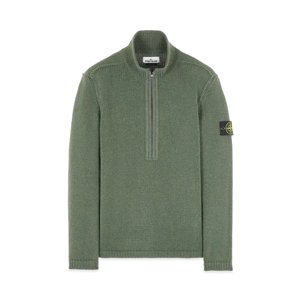 Stone Island 534A6 LAMBSWOOL WITH FABRIC DETAILS "Sage Green"