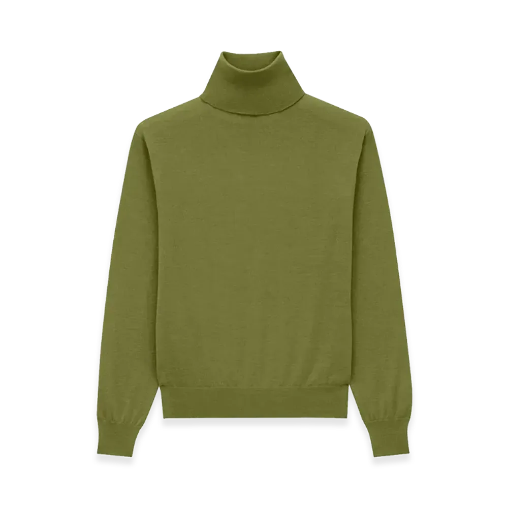Saint Laurent Women's Silk Cashmere Turtleneck Sweater "Green"