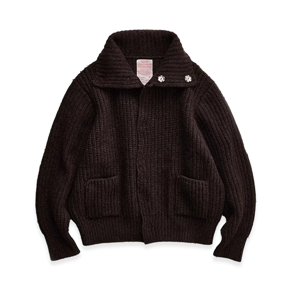 NICENESS Robbie Cashmere Wool Felted Knit Cardigan "Mocha"